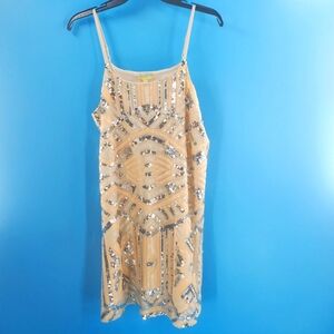Gianni Bini cream sequined short dress M
